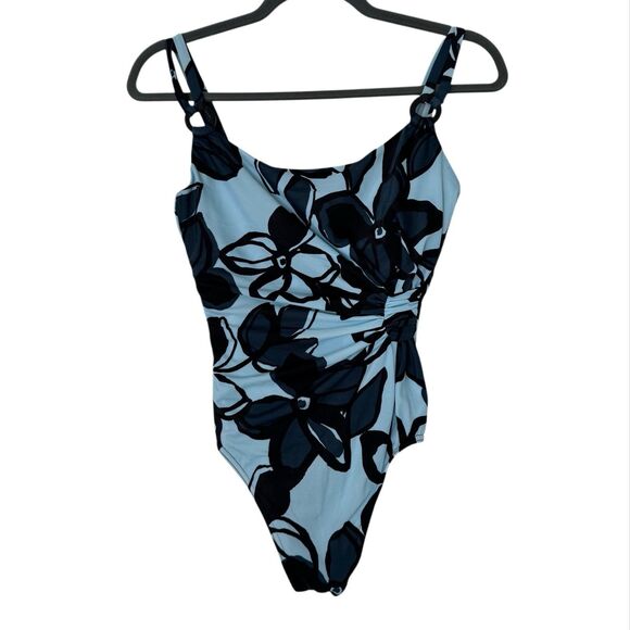 Miraclesuit Womens Estileo Wrap Front Tropical Floral One Piece Swimsuit Size‎ 8 - Picture 1 of 5